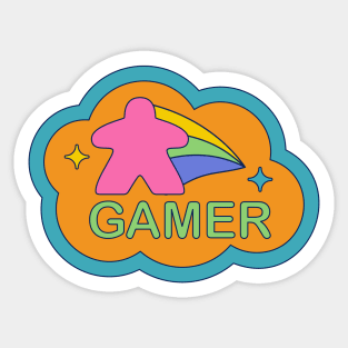 Colorful 90s Retro Board Game Meeple Sticker